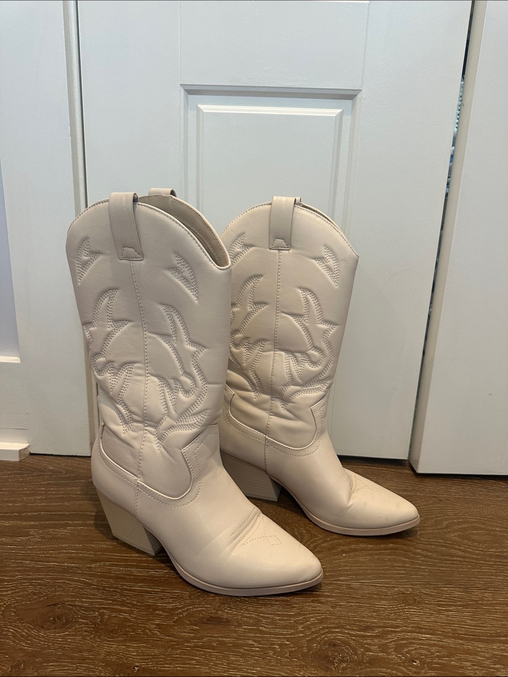 Women's Cream Western Mid-Calf Cowboy Boots